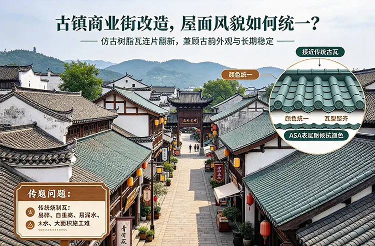 古镇商业街翻新如何选择仿古树脂瓦